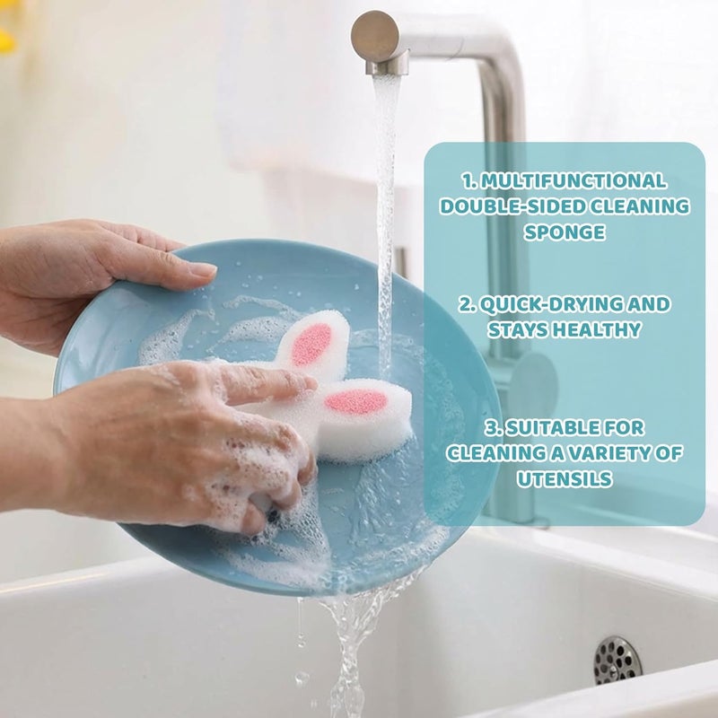 Tioncy 12 Pack Pink Easter Bunny Kitchen Sponges Bulk Dual Sided Scrubber Sponges Dishwashing Kitchen Cleaning Accessories for Household Supplies - Image 4